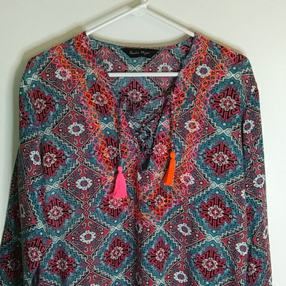 Charlie Paige Colorful Boho Top. Size S/M, P/M - Picture 3 of 11